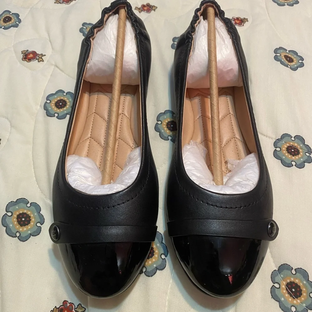 Coach Brandi Ballerina Patent Tip Black Leather Flats Sz.7B BRAND NEW - Picture 3 of 7